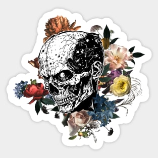 Skull and Flowers Sticker